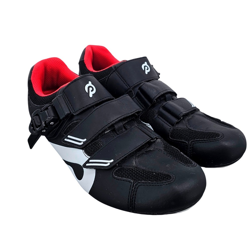 Peloton Cycling Shoes Black White Red PL-SH-B-42 Size 42 3-Bolt Delta Cleat